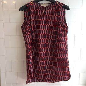 Michael Kors Navy and Orange Geometric Blouse